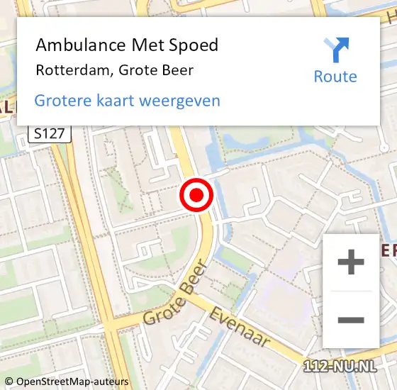 Locatie op kaart van de 112 melding: Ambulance Met Spoed Naar Rotterdam, Grote Beer op 16 februari 2020 20:43