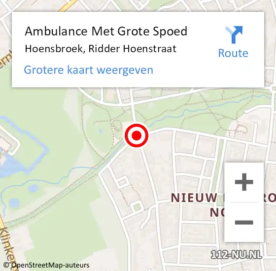Locatie op kaart van de 112 melding: Ambulance Met Grote Spoed Naar Hoensbroek, Ridder Hoenstraat op 16 februari 2020 23:03