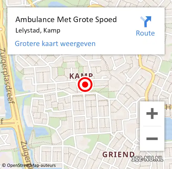 Locatie op kaart van de 112 melding: Ambulance Met Grote Spoed Naar Lelystad, Kamp op 17 februari 2020 01:03