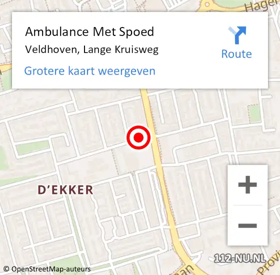 Locatie op kaart van de 112 melding: Ambulance Met Spoed Naar Veldhoven, Lange Kruisweg op 17 februari 2020 02:26