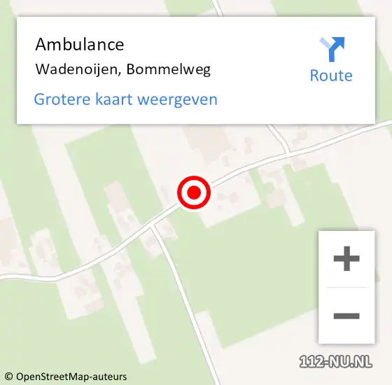 Locatie op kaart van de 112 melding: Ambulance Wadenoijen, Bommelweg op 17 februari 2020 04:35