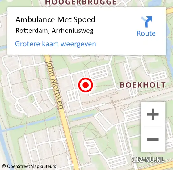 Locatie op kaart van de 112 melding: Ambulance Met Spoed Naar Rotterdam, Arrheniusweg op 17 februari 2020 07:19