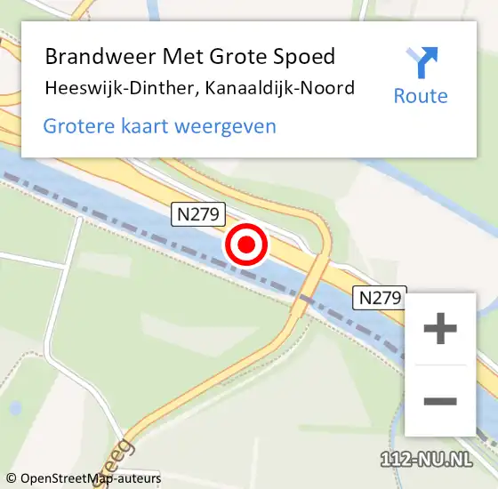 Locatie op kaart van de 112 melding: Brandweer Met Grote Spoed Naar Heeswijk-Dinther, Kanaaldijk-Noord op 17 februari 2020 07:35