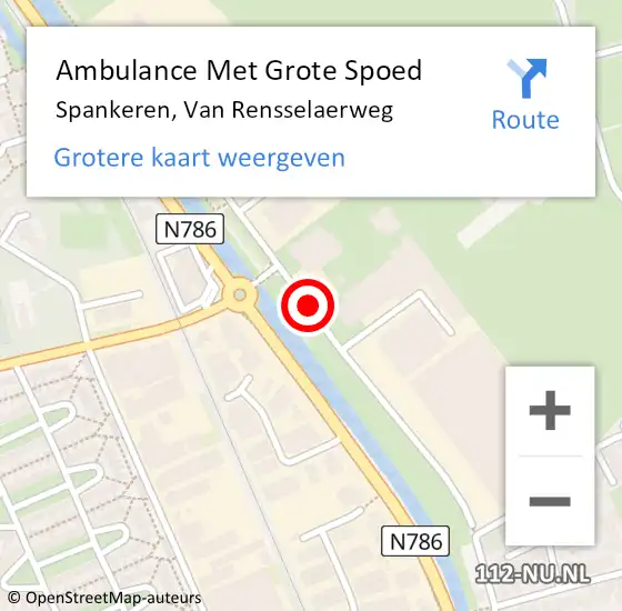 Locatie op kaart van de 112 melding: Ambulance Met Grote Spoed Naar Spankeren, Van Rensselaerweg op 17 februari 2020 09:10