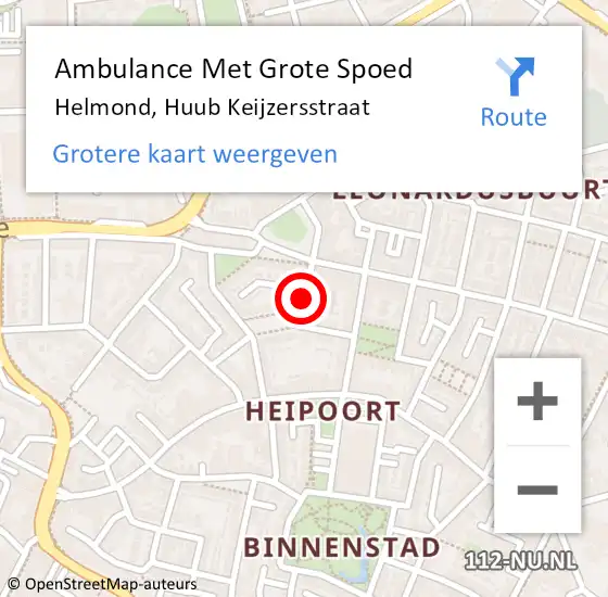 Locatie op kaart van de 112 melding: Ambulance Met Grote Spoed Naar Helmond, Huub Keijzersstraat op 17 februari 2020 11:46