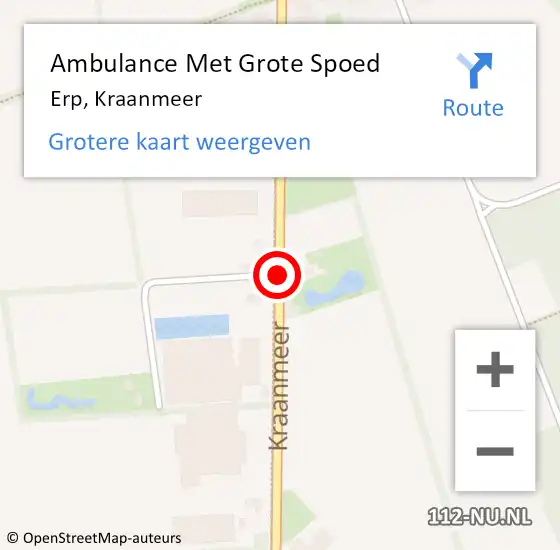 Locatie op kaart van de 112 melding: Ambulance Met Grote Spoed Naar Erp, Kraanmeer op 17 februari 2020 13:01