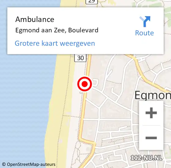 Locatie op kaart van de 112 melding: Ambulance Egmond aan Zee, Boulevard op 17 februari 2020 14:42