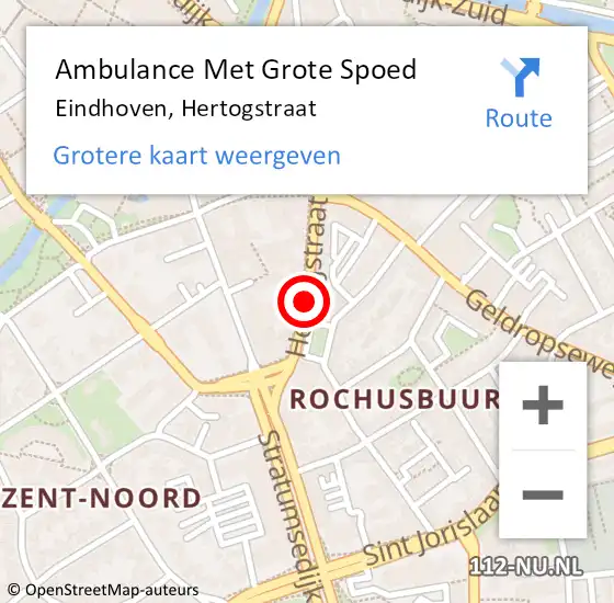 Locatie op kaart van de 112 melding: Ambulance Met Grote Spoed Naar Eindhoven, Hertogstraat op 17 februari 2020 16:10