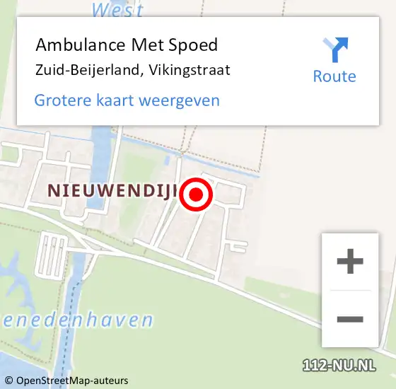 Locatie op kaart van de 112 melding: Ambulance Met Spoed Naar Zuid-Beijerland, Vikingstraat op 18 februari 2020 02:20