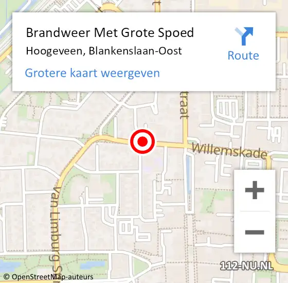 Locatie op kaart van de 112 melding: Brandweer Met Grote Spoed Naar Hoogeveen, Blankenslaan-Oost op 18 februari 2020 08:06