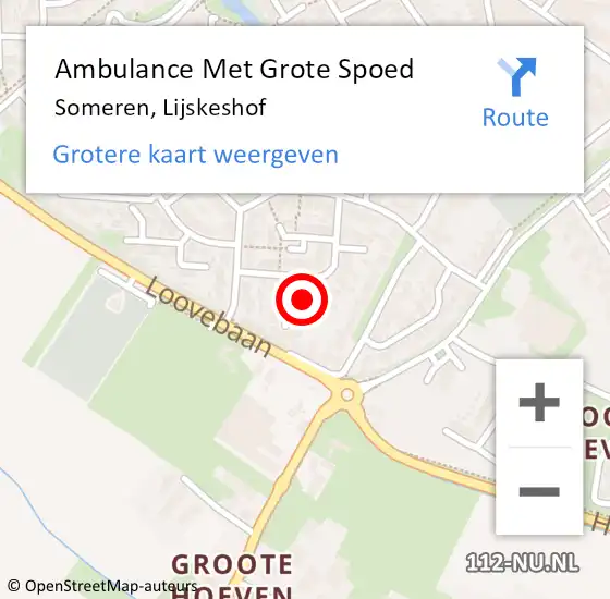 Locatie op kaart van de 112 melding: Ambulance Met Grote Spoed Naar Someren, Lijskeshof op 18 februari 2020 09:39
