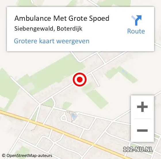 Locatie op kaart van de 112 melding: Ambulance Met Grote Spoed Naar Siebengewald, Boterdijk op 18 februari 2020 09:57