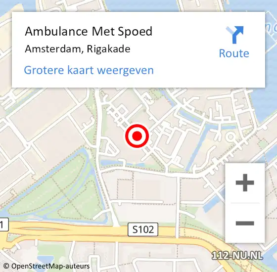 Locatie op kaart van de 112 melding: Ambulance Met Spoed Naar Amsterdam, Rigakade op 18 februari 2020 10:22
