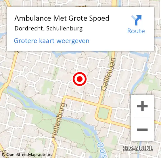 Locatie op kaart van de 112 melding: Ambulance Met Grote Spoed Naar Dordrecht, Schuilenburg op 18 februari 2020 10:26