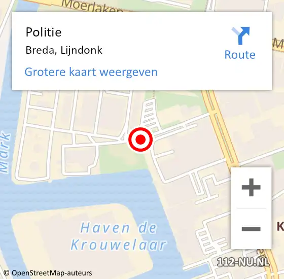 Locatie op kaart van de 112 melding: Politie Breda, Lijndonk op 18 februari 2020 10:59