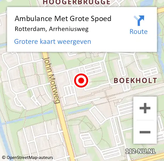 Locatie op kaart van de 112 melding: Ambulance Met Grote Spoed Naar Rotterdam, Arrheniusweg op 18 februari 2020 11:01