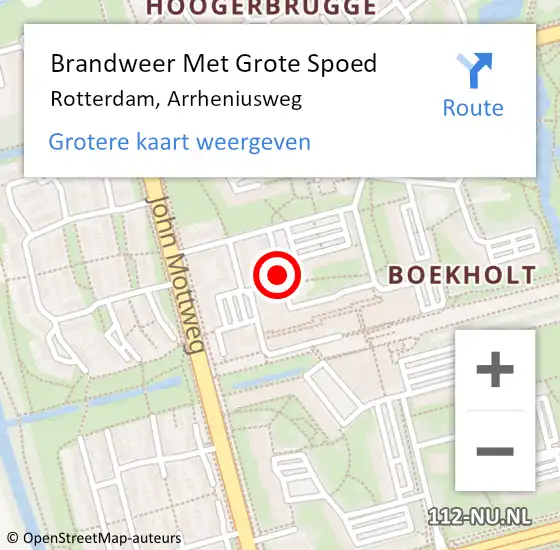 Locatie op kaart van de 112 melding: Brandweer Met Grote Spoed Naar Rotterdam, Arrheniusweg op 18 februari 2020 11:02