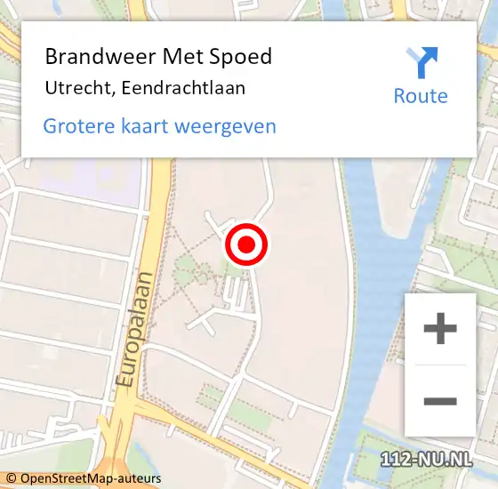 Locatie op kaart van de 112 melding: Brandweer Met Spoed Naar Utrecht, Eendrachtlaan op 18 februari 2020 14:14