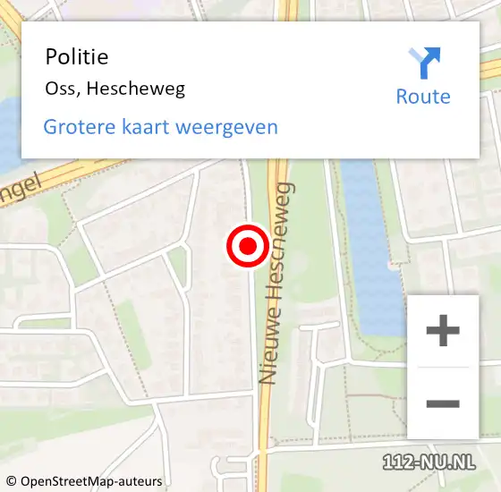 Locatie op kaart van de 112 melding: Politie Oss, Hescheweg op 18 februari 2020 15:26