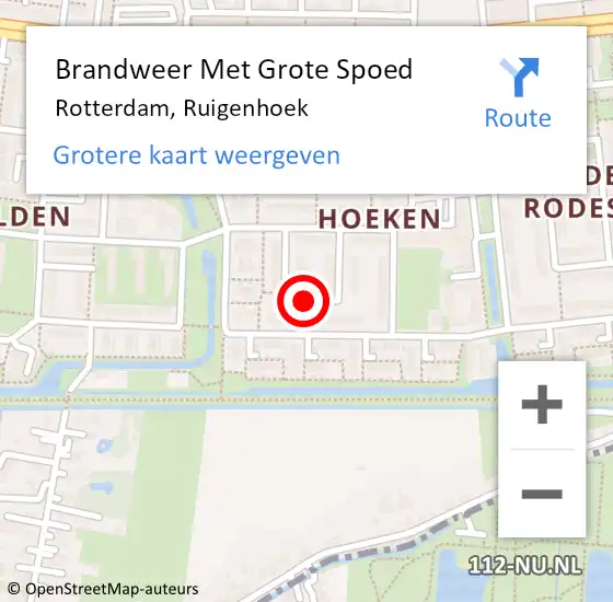 Locatie op kaart van de 112 melding: Brandweer Met Grote Spoed Naar Rotterdam, Ruigenhoek op 18 februari 2020 16:03