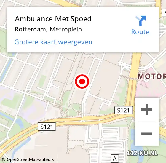Locatie op kaart van de 112 melding: Ambulance Met Spoed Naar Rotterdam, Metroplein op 18 februari 2020 16:11