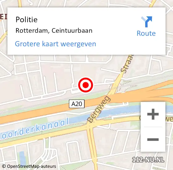 Locatie op kaart van de 112 melding: Politie Rotterdam, Ceintuurbaan op 18 februari 2020 16:17
