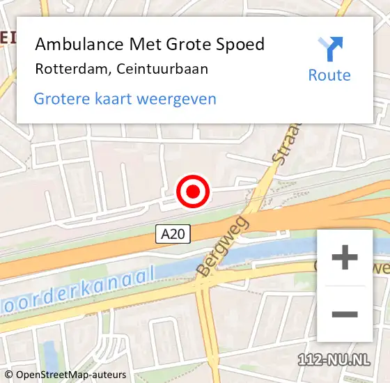 Locatie op kaart van de 112 melding: Ambulance Met Grote Spoed Naar Rotterdam, Ceintuurbaan op 18 februari 2020 16:19