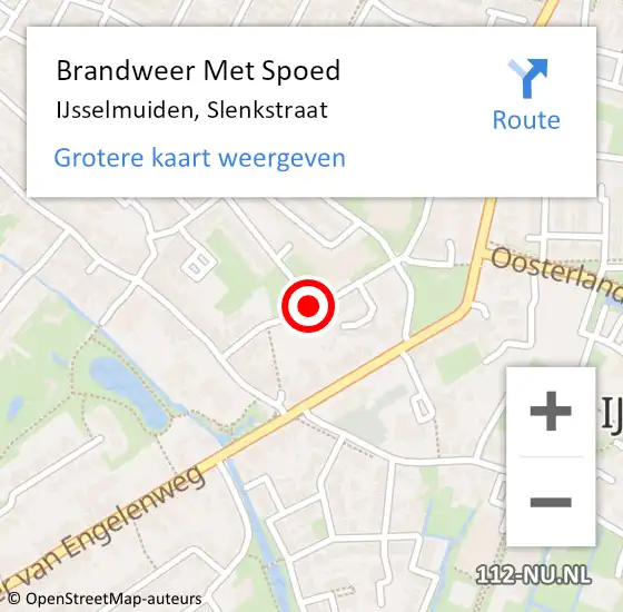 Locatie op kaart van de 112 melding: Brandweer Met Spoed Naar IJsselmuiden, Slenkstraat op 18 februari 2020 19:47