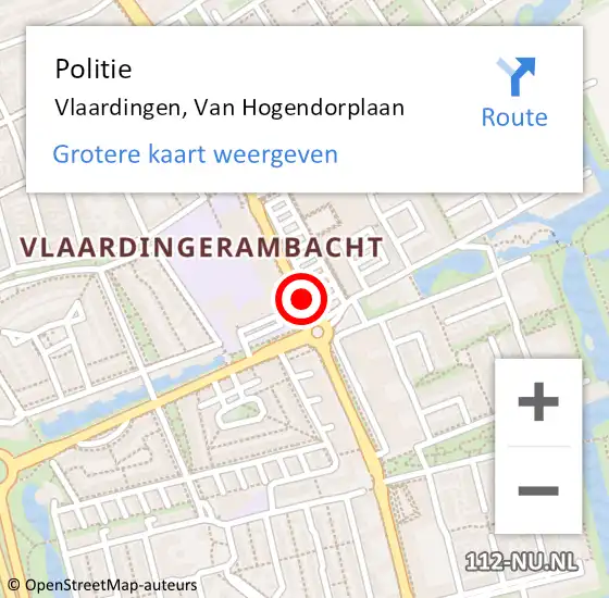 Locatie op kaart van de 112 melding: Politie Vlaardingen, Van Hogendorplaan op 18 februari 2020 20:25