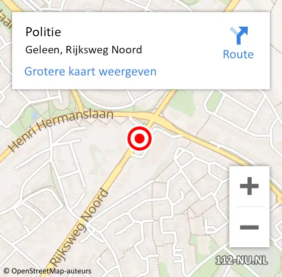 Locatie op kaart van de 112 melding: Politie Geleen, Rijksweg Noord op 18 februari 2020 21:00