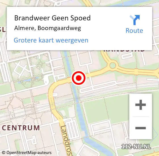 Locatie op kaart van de 112 melding: Brandweer Geen Spoed Naar Almere, Boomgaardweg op 19 februari 2020 03:59