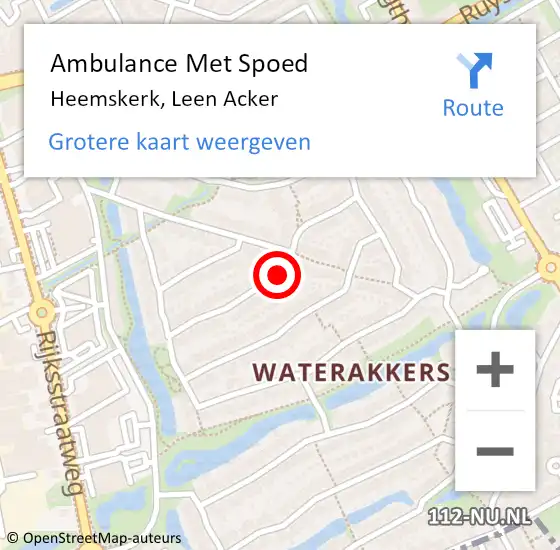 Locatie op kaart van de 112 melding: Ambulance Met Spoed Naar Heemskerk, Leen Acker op 19 februari 2020 05:10