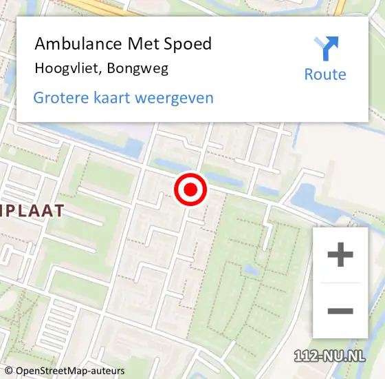 Locatie op kaart van de 112 melding: Ambulance Met Spoed Naar Hoogvliet, Bongweg op 19 februari 2020 05:29