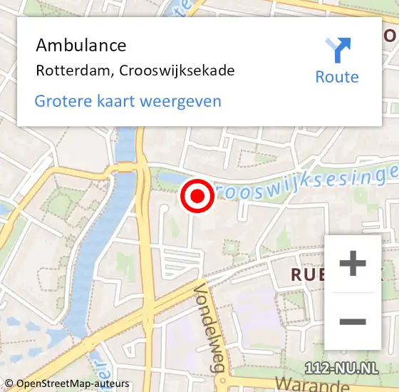 Locatie op kaart van de 112 melding: Ambulance Rotterdam, Crooswijksekade op 19 februari 2020 10:34