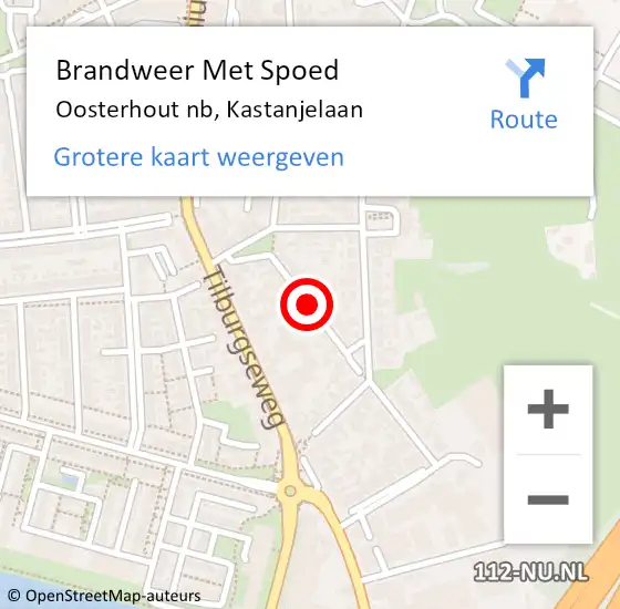 Locatie op kaart van de 112 melding: Brandweer Met Spoed Naar Oosterhout nb, Kastanjelaan op 19 februari 2020 10:45