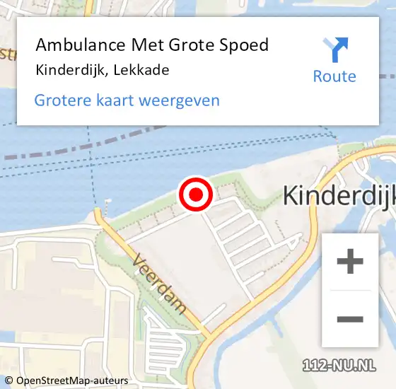 Locatie op kaart van de 112 melding: Ambulance Met Grote Spoed Naar Kinderdijk, Lekkade op 19 februari 2020 12:35