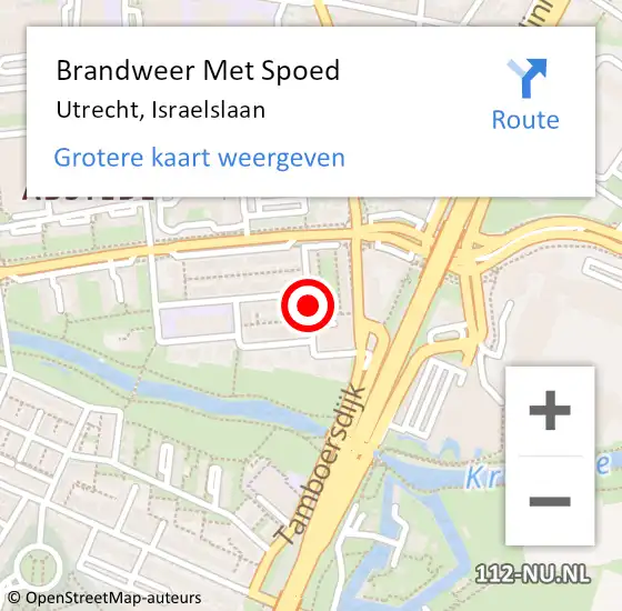 Locatie op kaart van de 112 melding: Brandweer Met Spoed Naar Utrecht, Israelslaan op 19 februari 2020 14:09
