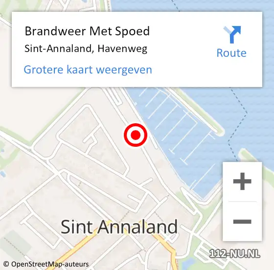 Locatie op kaart van de 112 melding: Brandweer Met Spoed Naar Sint-Annaland, Havenweg op 19 februari 2020 16:08