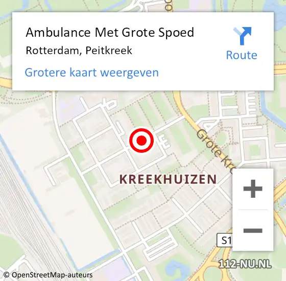 Locatie op kaart van de 112 melding: Ambulance Met Grote Spoed Naar Rotterdam, Peitkreek op 19 februari 2020 21:37