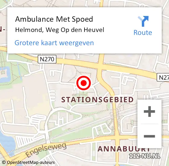 Locatie op kaart van de 112 melding: Ambulance Met Spoed Naar Helmond, Weg Op den Heuvel op 19 februari 2020 23:49