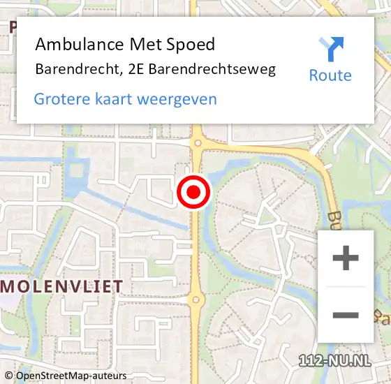 Locatie op kaart van de 112 melding: Ambulance Met Spoed Naar Barendrecht, 2E Barendrechtseweg op 20 februari 2020 04:09