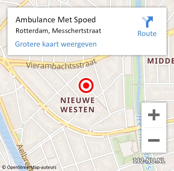 Locatie op kaart van de 112 melding: Ambulance Met Spoed Naar Rotterdam, Messchertstraat op 20 februari 2020 06:34