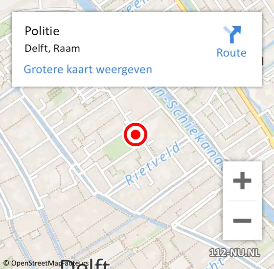 Locatie op kaart van de 112 melding: Politie Delft, Raam op 20 februari 2020 12:06