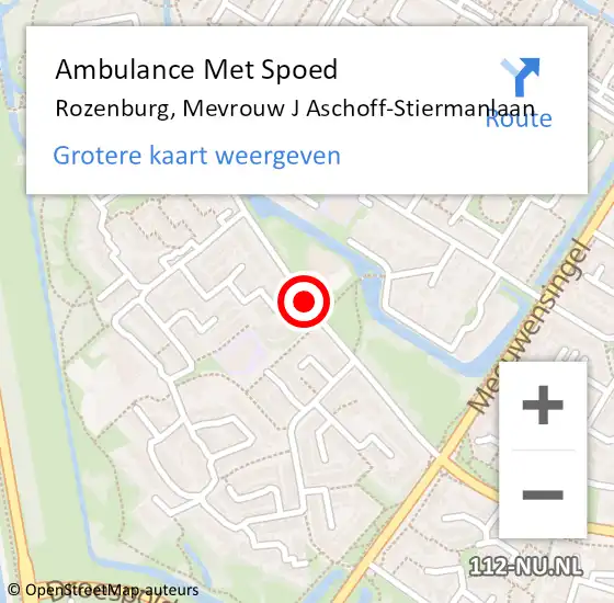 Locatie op kaart van de 112 melding: Ambulance Met Spoed Naar Rozenburg, Mevrouw J Aschoff-Stiermanlaan op 20 februari 2020 13:09