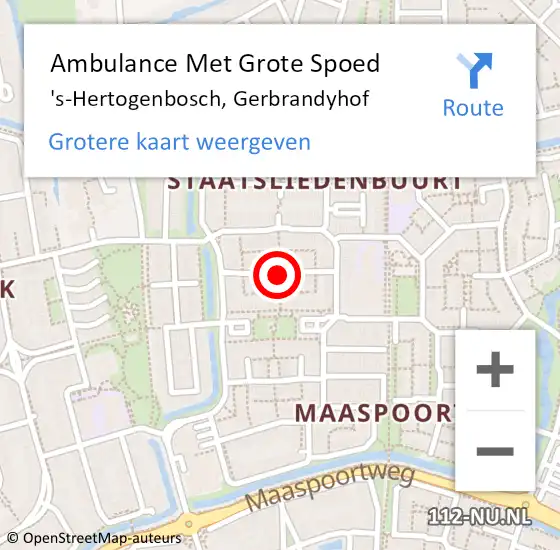 Locatie op kaart van de 112 melding: Ambulance Met Grote Spoed Naar 's-Hertogenbosch, Gerbrandyhof op 20 februari 2020 15:09