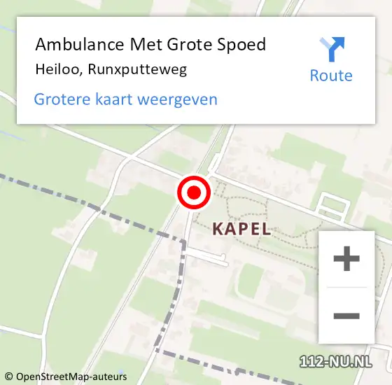Locatie op kaart van de 112 melding: Ambulance Met Grote Spoed Naar Heiloo, Runxputteweg op 20 februari 2020 15:12