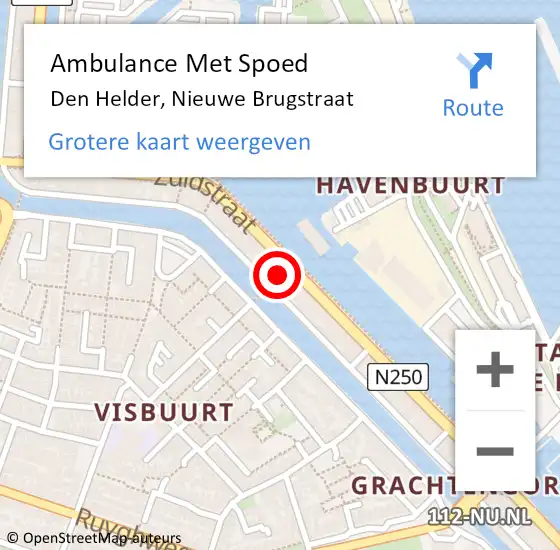 Locatie op kaart van de 112 melding: Ambulance Met Spoed Naar Den Helder, Nieuwe Brugstraat op 20 februari 2020 20:14