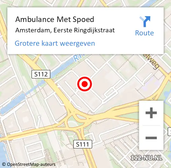 Locatie op kaart van de 112 melding: Ambulance Met Spoed Naar Amsterdam, Eerste Ringdijkstraat op 20 februari 2020 23:07