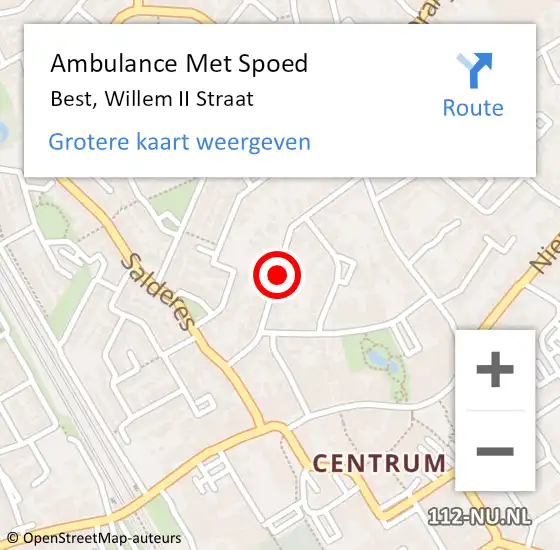 Locatie op kaart van de 112 melding: Ambulance Met Spoed Naar Best, Willem II Straat op 21 februari 2020 02:35