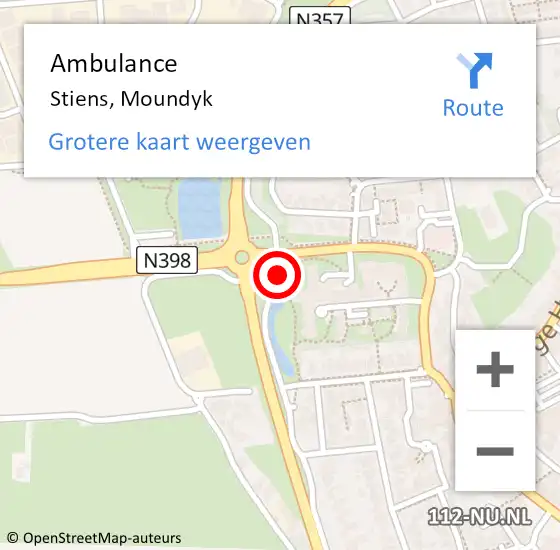 Locatie op kaart van de 112 melding: Ambulance Stiens, Moundyk op 21 februari 2020 03:42